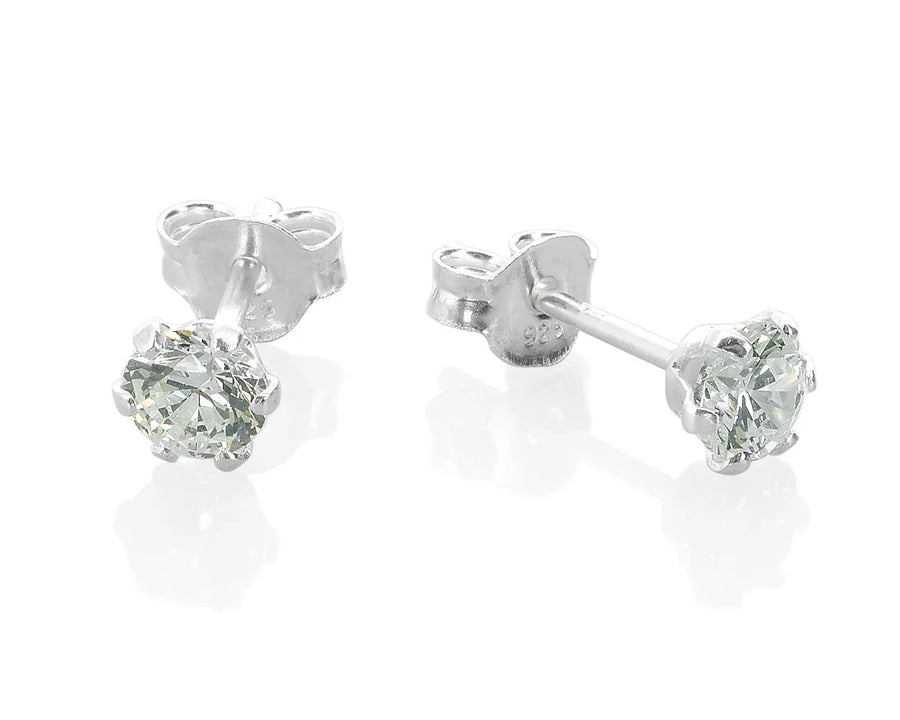 Solitaire Stud Earrings – Silver & Zirconia alternate